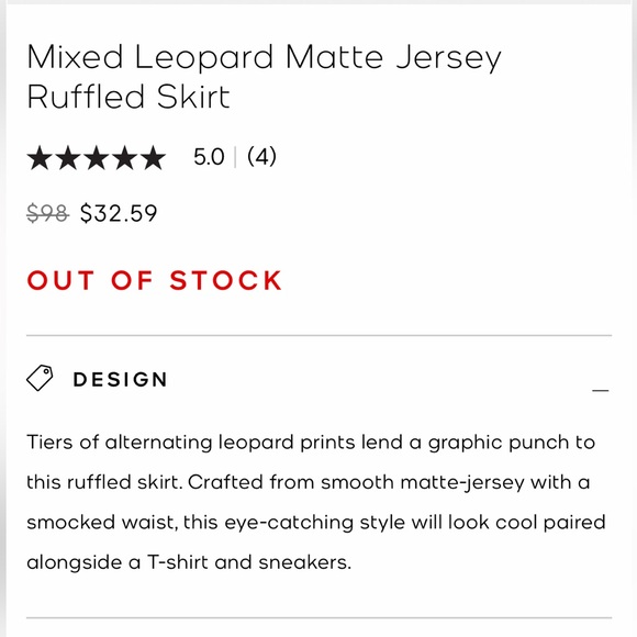 Mixed Leopard Matte Jersey Ruffled Skirt - Picture 3 of 7